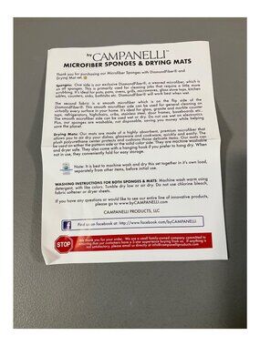 Campanelli 8-Piece Microfiber Cleaning Set: 5 Sponges, XL Drying Mat, Machine Wa